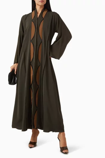 Scallop-cut Abaya in Crepe