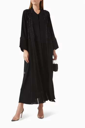 Bead-embellished Abaya in Nada
