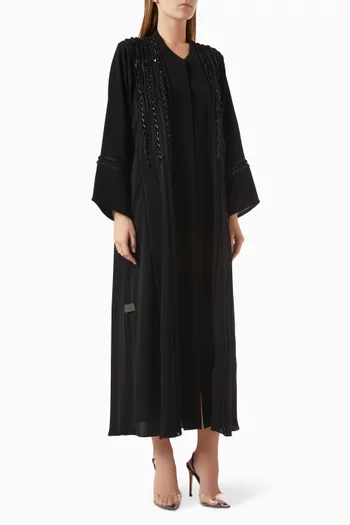 Bead-embellished Abaya in Nada