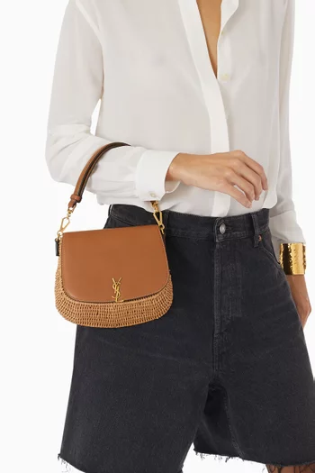 Mini Voltaire Top-handle Bag in Wicker & Calfskin