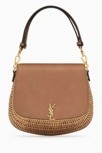 Mini Voltaire Top-handle Bag in Wicker & Calfskin