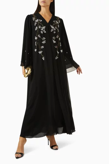 Bead-embellished Abaya in Chiffon