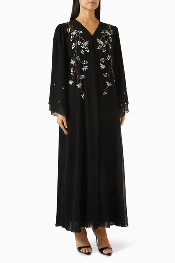 Bead-embellished Abaya in Chiffon