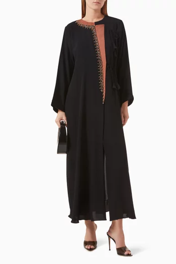 Bead-embellished Abaya in Crepe & Chiffon