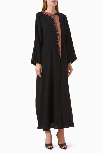Bead-embellished Abaya in Crepe & Chiffon