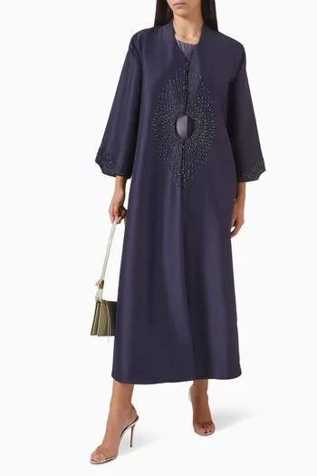 Beads-embellished Abaya Set in Satin