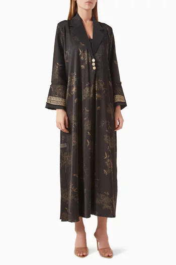 Printed Coat-style Abaya in Jacquard