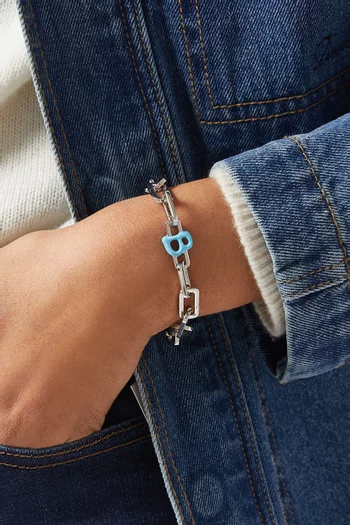 حلية بتصميم حرف H فضة إسترلينية مطلية بالمينا