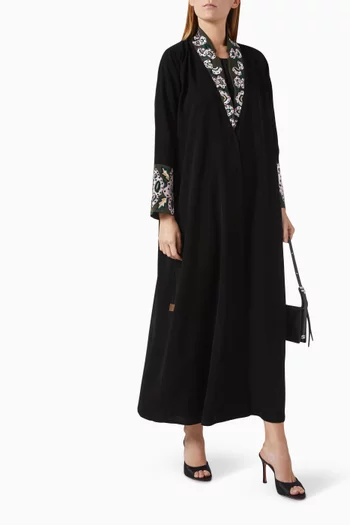 Thread-embroidered Abaya in Crepe