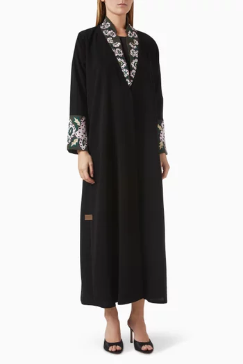 Thread-embroidered Abaya in Crepe