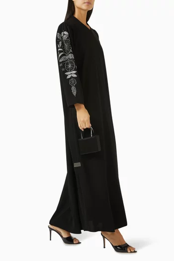Bead-embellished Abaya in Crepe-satin