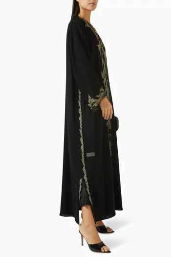 Lace Embroidered Abaya in Nada