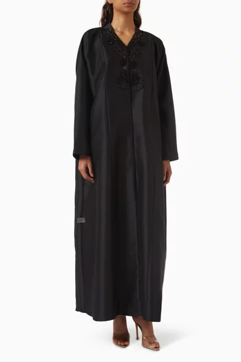 Bead Embroidered Abaya in Satin