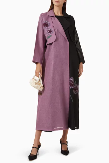 Two-tone Trench Coat Abaya in Linen