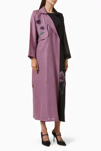 Two-tone Trench Coat Abaya in Linen