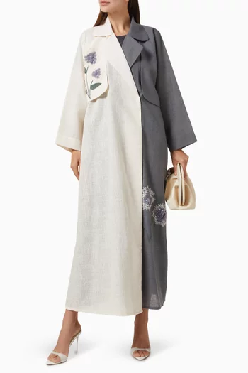 Two-tone Trench Coat Abaya in Linen