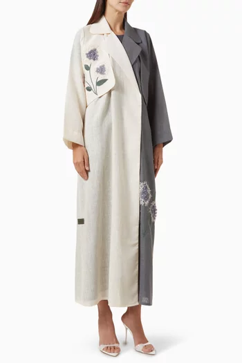Two-tone Trench Coat Abaya in Linen