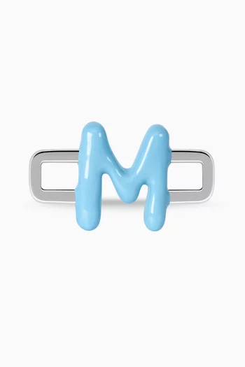 حلية بتصميم حرف H فضة إسترلينية مطلية بالمينا