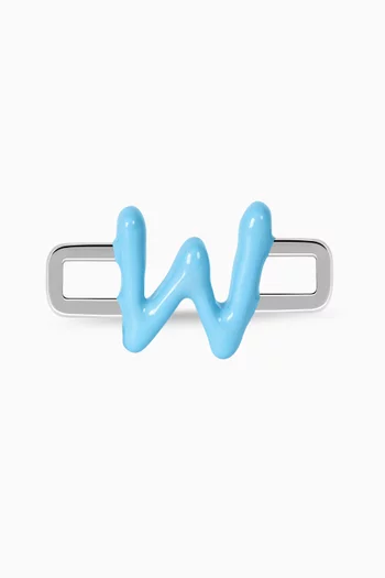 حلية بتصميم حرف H فضة إسترلينية مطلية بالمينا