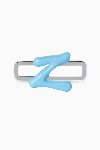 حلية بتصميم حرف H فضة إسترلينية مطلية بالمينا