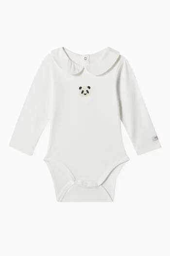 Davo Panda-embroidered Bodysuit in Organic Cotton