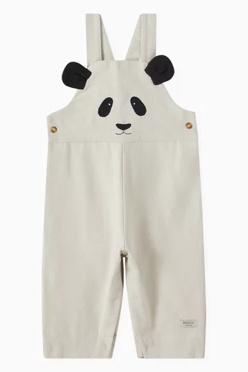 Kladi Panda-embroidered Dungarees in Organic Cotton