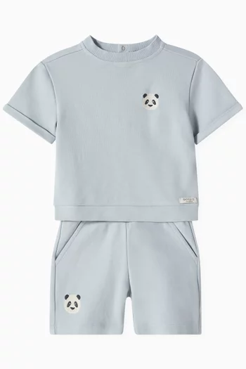 Ithri Panda-embroidered Sweatshorts in Organic Cotton