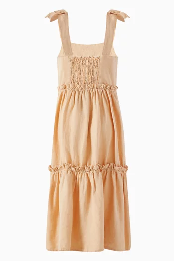 Janne Ruffled Tiered Dress in Linen