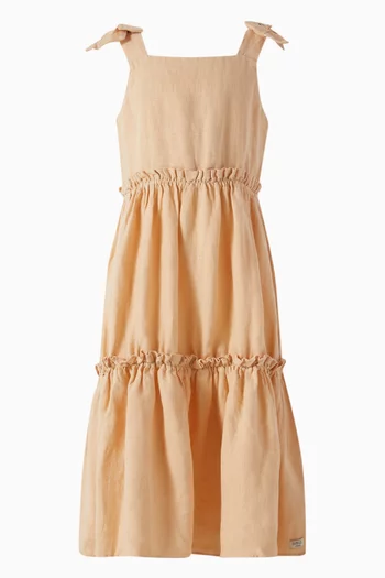 Janne Ruffled Tiered Dress in Linen