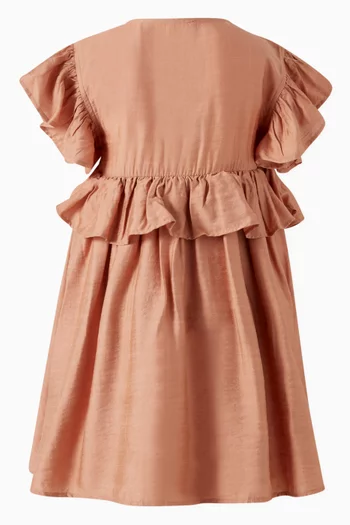 فستان بريجتا بكشكش كتان