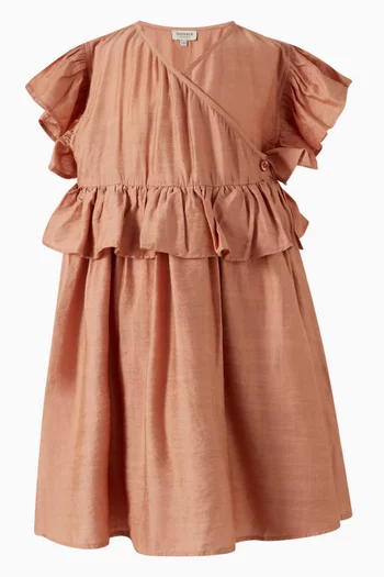 فستان بريجتا بكشكش كتان