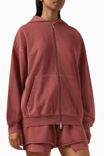 Garment-dyed Zip Hoodie in French Terry