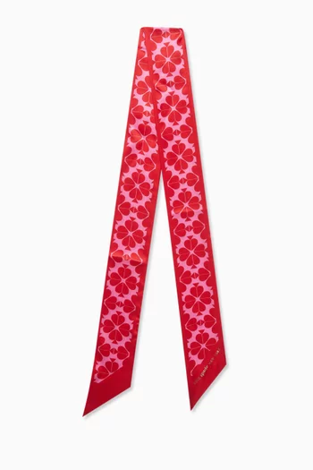 وشاح رفيع مزين بنقشة زهرة بالشكل البستوني ستان حرير