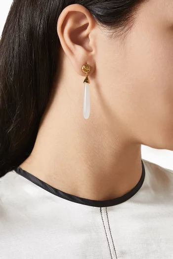 The Coquille Stone Drop Earrings in Gold-plated Brass