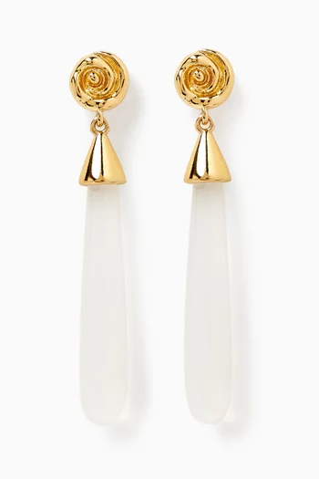 The Coquille Stone Drop Earrings in Gold-plated Brass