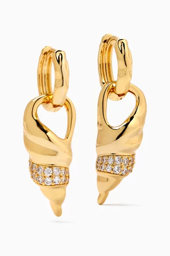 The Seashell Charm Earrings in Gold-plated Brass