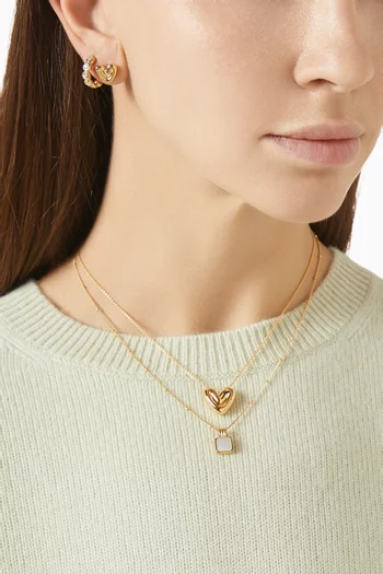 Puffy Heart Pendant Necklace in 18kt Gold-plated Brass