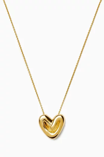 Puffy Heart Pendant Necklace in 18kt Gold-plated Brass