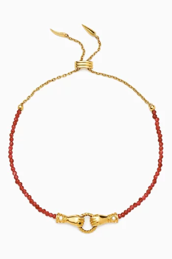 'In Good Hands' Gemstone Bracelet in 18kt Gold-plated Brass