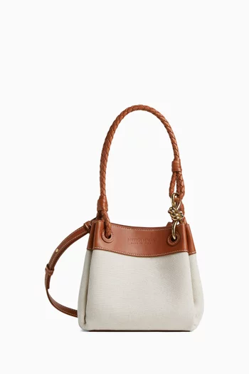 Small Parachute Shoulder Bag in Canvas & Leather