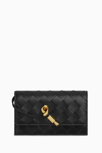 Andiamo Zippered Card Case in Intrecciato Lambskin