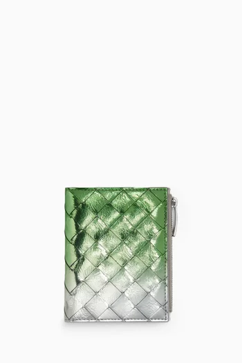 Small Bi-fold Wallet in Laminated Intrecciato Goatskin