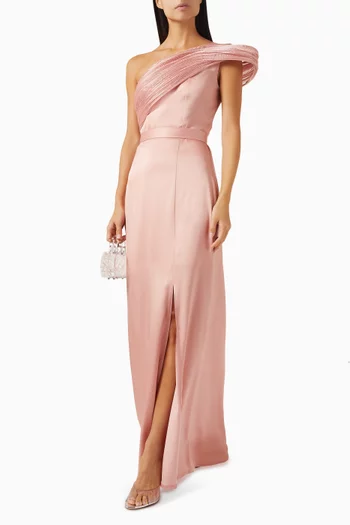 One-shoulder Dress in Crepe