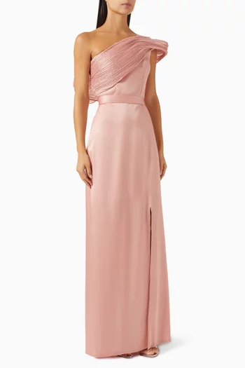 One-shoulder Dress in Crepe
