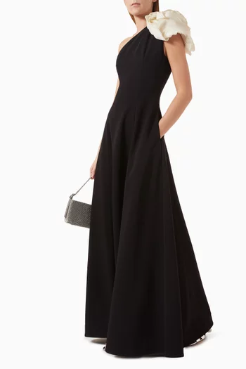 Vya One-shoulder Gown in Stretch-crepe