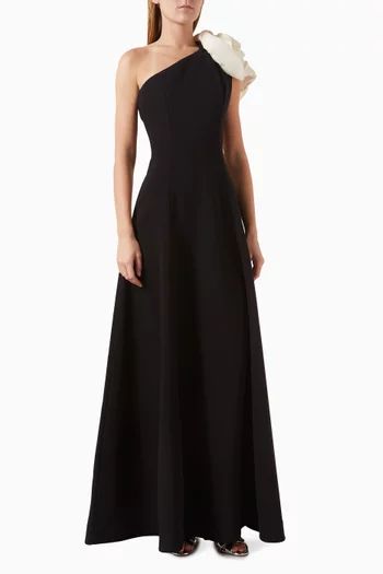 Vya One-shoulder Gown in Stretch-crepe