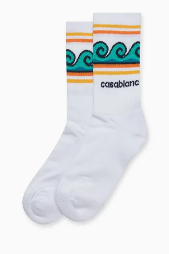 Wave Logo Socks in Cotton-blend