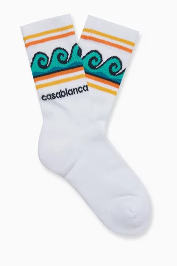 Wave Logo Socks in Cotton-blend