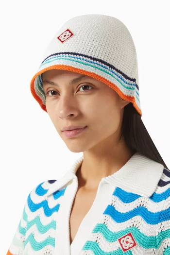 Stripe Crochet Bucket Hat in Cotton