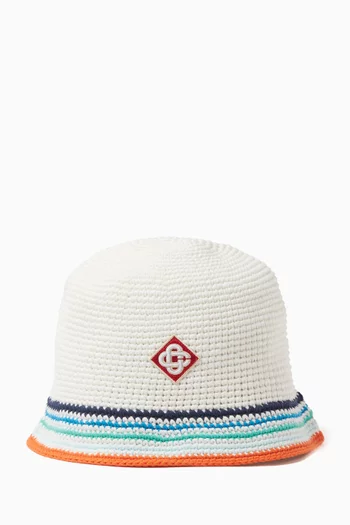 Stripe Crochet Bucket Hat in Cotton